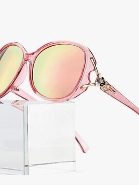 Pink oversized Round polarized, mirrored Sunglasses - Fashion
